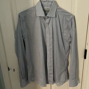 Twillory dress shirt - 16-34 tailored fit. White with blue check